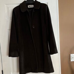Kristen Blake Dark Brown Wool Single-Breasted Trench Coat